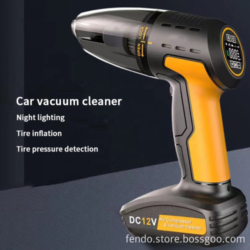 Portable Car Vacuum Cleaner: Four-in-One Tire Inflator and Pressure Sensor